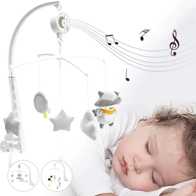 Little Learners Wind Up Crib Mobile Raccoon
