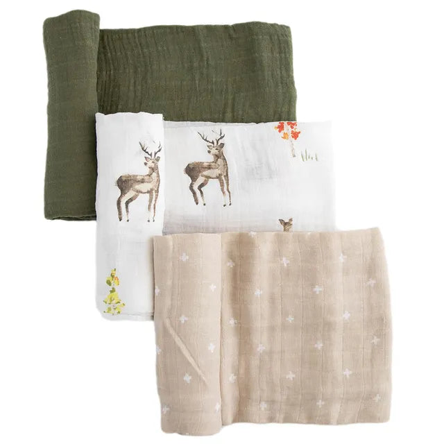Little Unicorn Cotton Muslin Swaddle 3 Pack Oh Deer 2