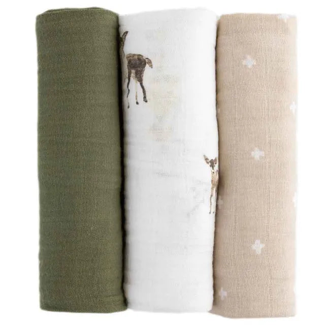 Little Unicorn Cotton Muslin Swaddle 3 Pack Oh Deer 2