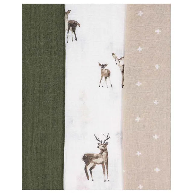 Little Unicorn Cotton Muslin Swaddle 3 Pack Oh Deer 2