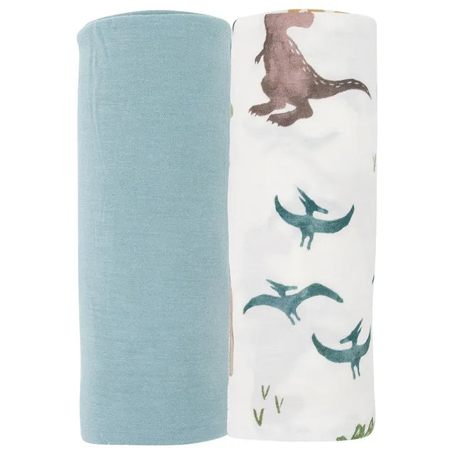 Little Unicorn Stretch Knit Swaddle 2 Pack Dino Pals