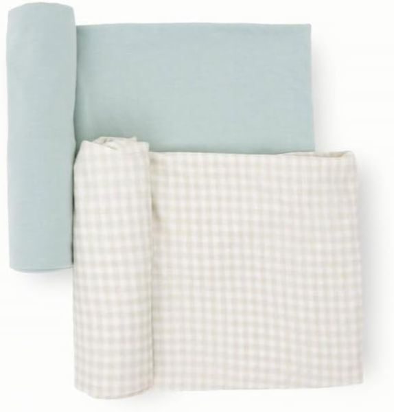 Little Unicorn Stretch Knit Swaddle 2 Pack Frost Green