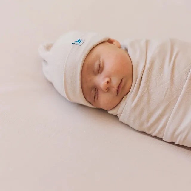 Little Unicorn Stretch Knit Swaddle and Hat Set Soft Blush
