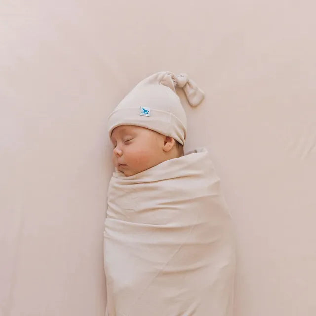 Little Unicorn Stretch Knit Swaddle and Hat Set Soft Blush