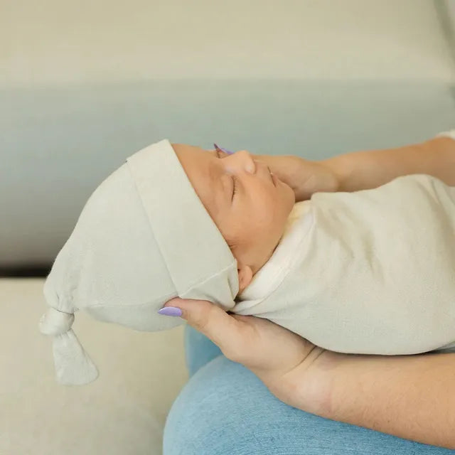 Little Unicorn Stretch Knit Swaddle and Hat Set Pebble