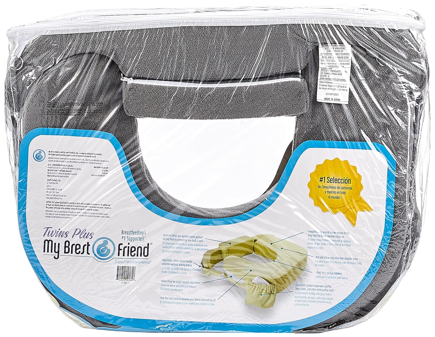 My Brest Friend Twin Plus Deluxe Pillow Evening Grey