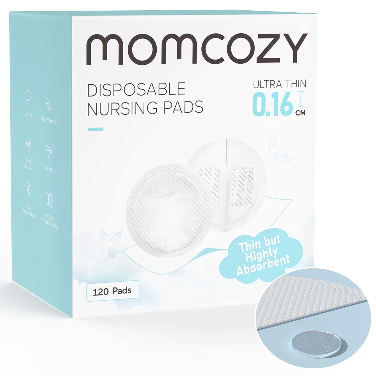 Momcozy Ultra Thin Disposable 120 Nursing Pads