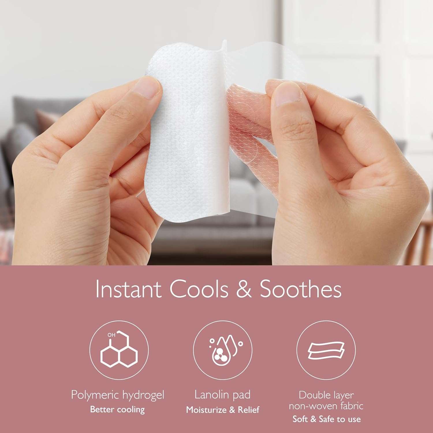 Momcozy Nursing Pads Cooling Instant Hydrogel Nipple Pads Relief for Sore Nipples