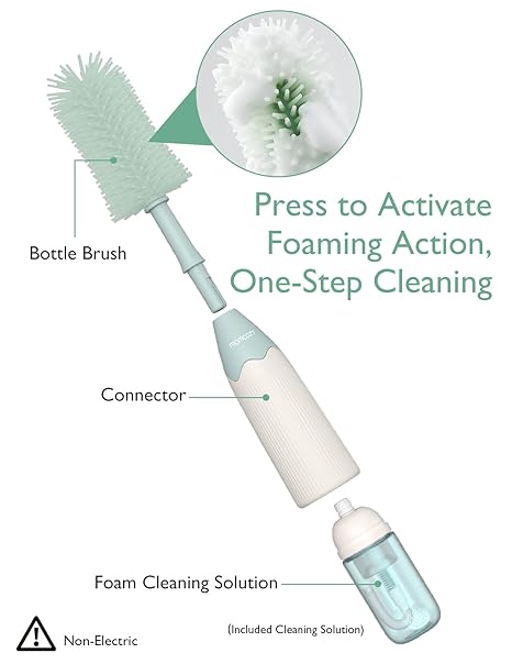 Momcozy Bottle Brush Kit Innovative Push-Press Design for Better Cleaning Green