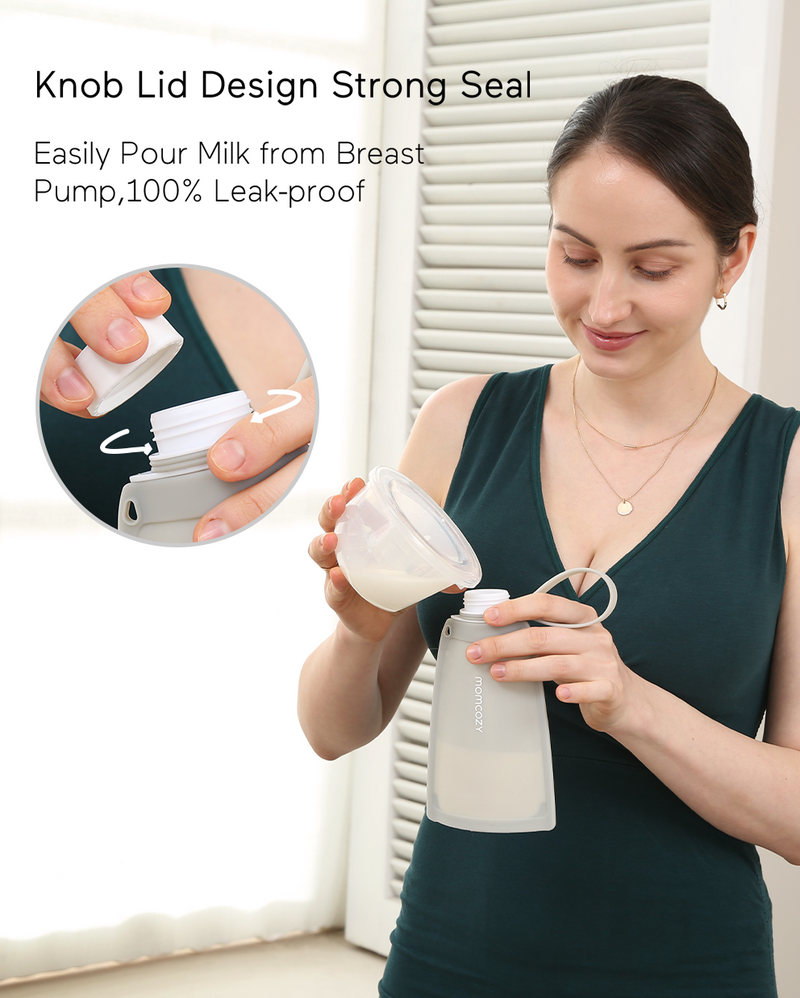 Momcozy Silicone Milk Storage Bags 5pcs Grey