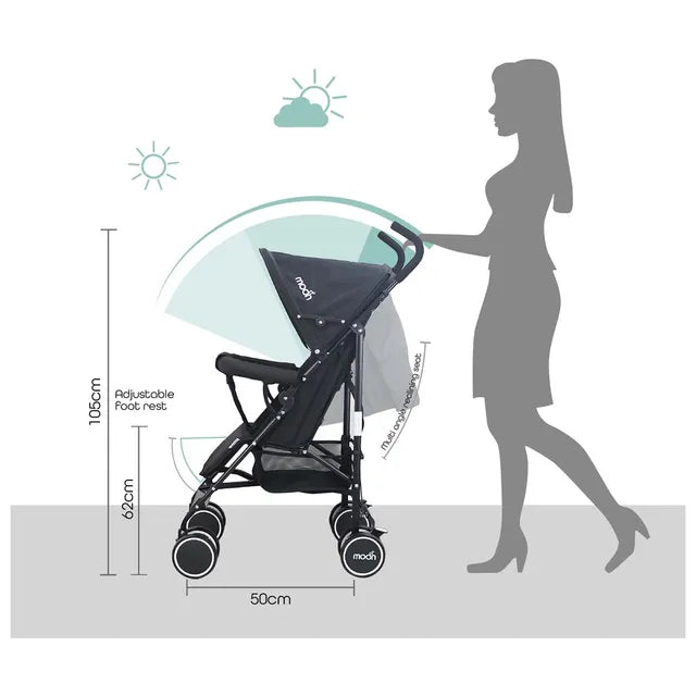 عربة أطفال مون نيو بلس للسفر، لون رمادي داكن