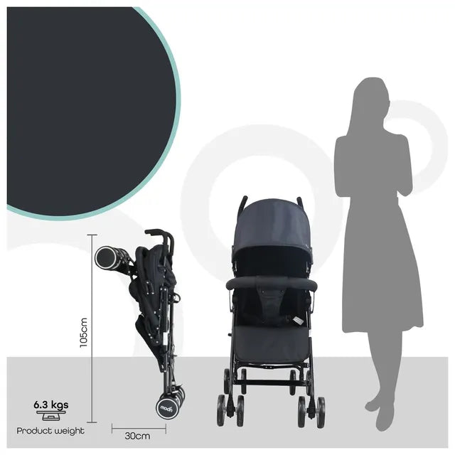 عربة أطفال مون نيو بلس للسفر، لون رمادي داكن