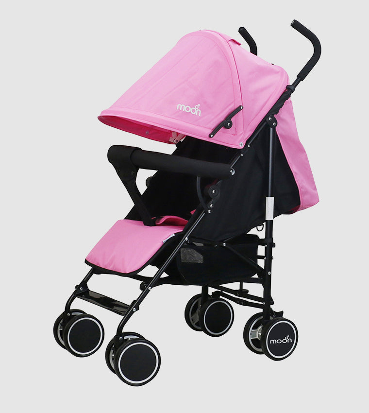 عربة أطفال مون نيو بلس للسفر باللون الوردي