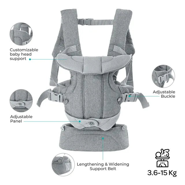 حاملة أطفال مون كاريجو 4 في 1، لون رمادي