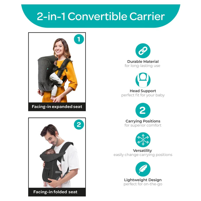 حاملة أطفال مون كاري جو 2 في 1، لون أسود