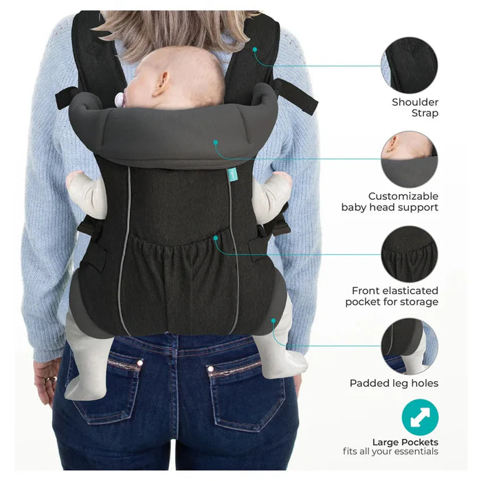 حاملة أطفال مون كاري جو 2 في 1، لون أسود