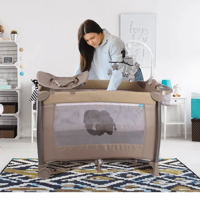 Moon Joypod Playpen With Changing Table & Wheels Beige