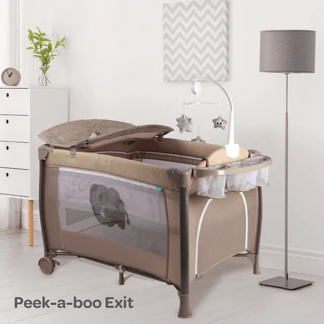 Moon Joypod Playpen With Changing Table & Wheels Beige