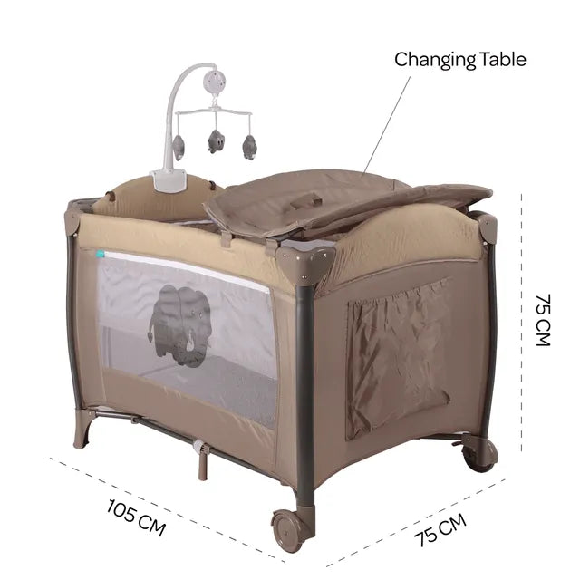 Moon Joypod Playpen With Changing Table & Wheels Beige