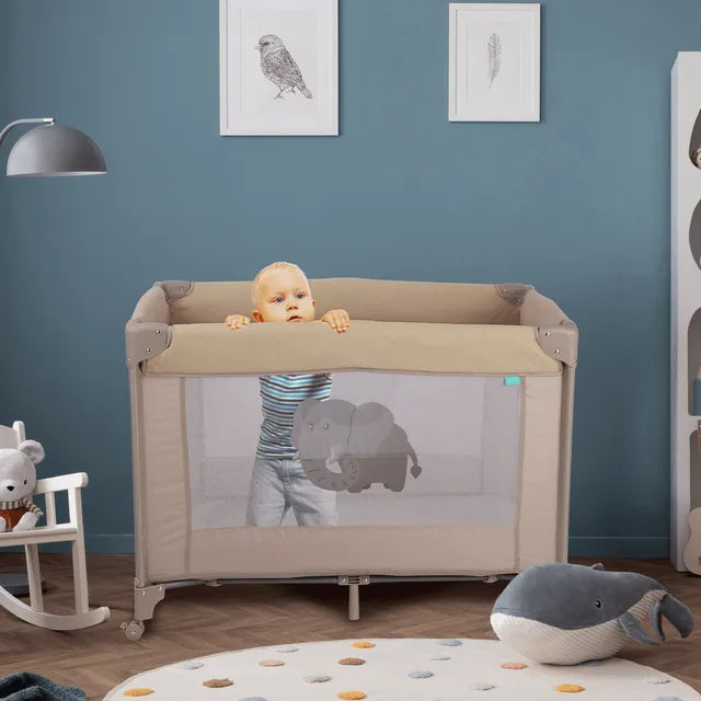 Moon Kidora Easy Fold Playpen With Wheels Beige