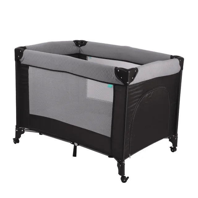 Moon Kidora Easy Fold Playpen With Wheels Black