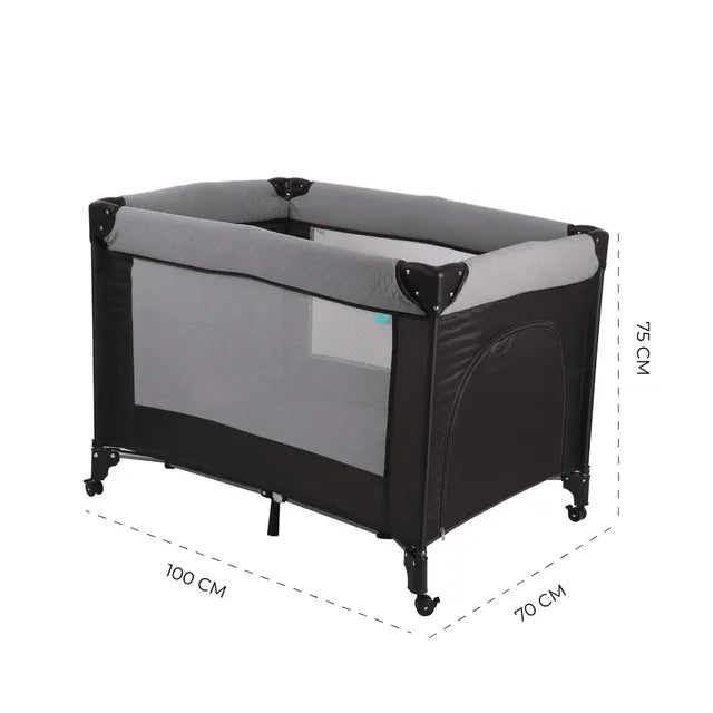 Moon Kidora Easy Fold Playpen With Wheels Black