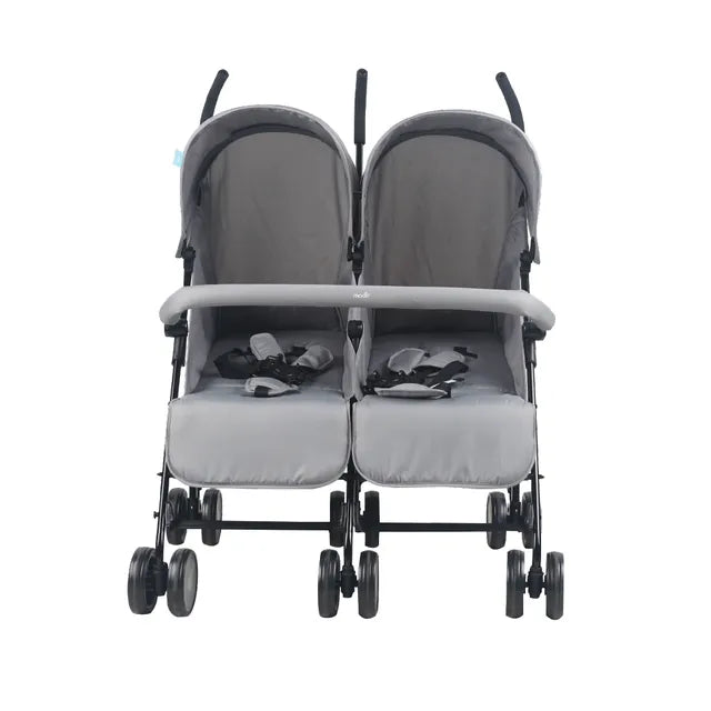عربة أطفال مزدوجة من مون توينزي، لون رمادي