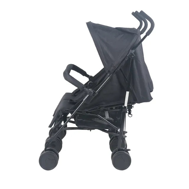 عربة أطفال مزدوجة من مون توينزي، لون أسود، بتصميم متجاور.