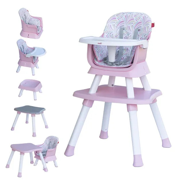 Moon 6 In 1 High Chair with Safety Harness & Belt Pink