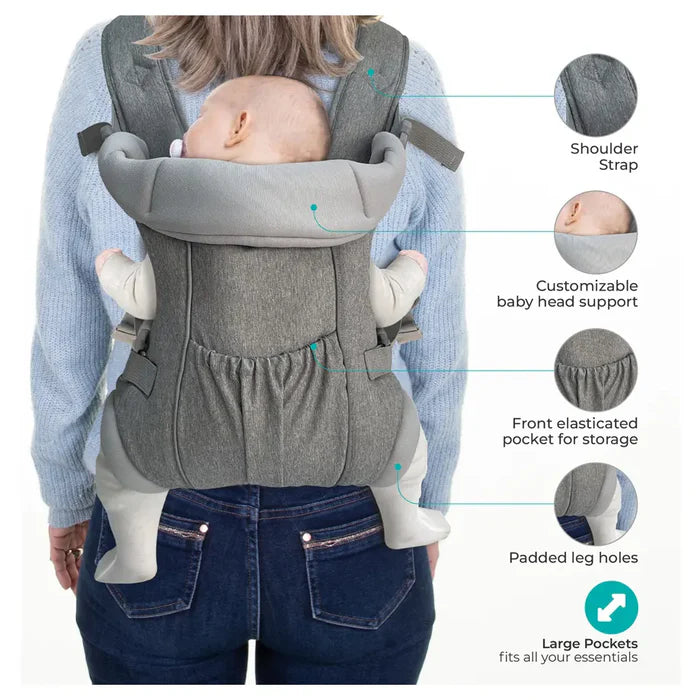 حاملة أطفال مون كاري جو 2 في 1، لون رمادي