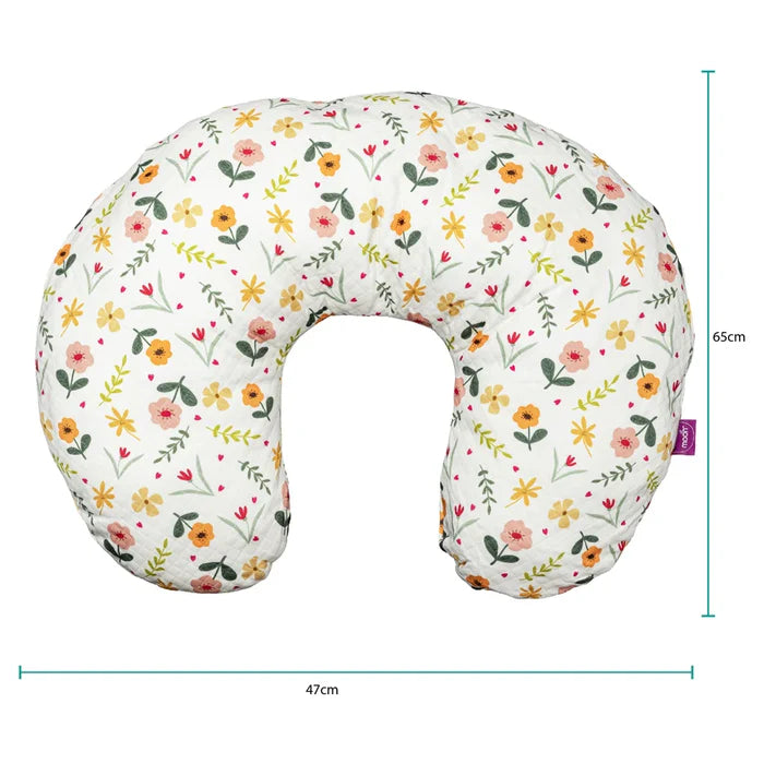 Moon Portable Nursing Support Pillow with Washable Cover Flowers