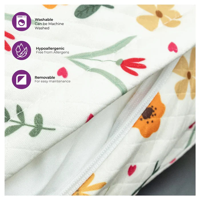 Moon Portable Nursing Support Pillow with Washable Cover Flowers
