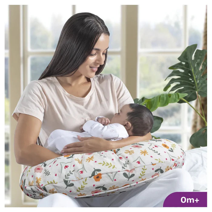 Moon Portable Nursing Support Pillow with Washable Cover Flowers