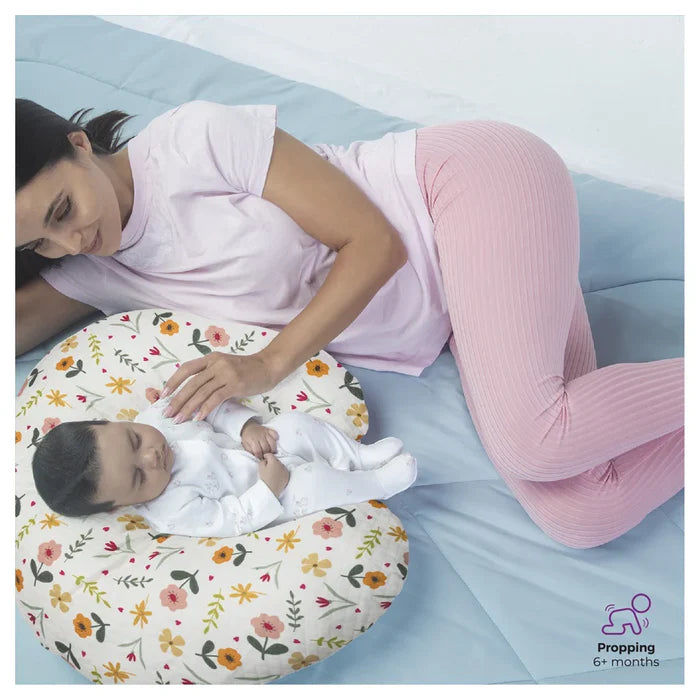 Moon Portable Nursing Support Pillow with Washable Cover Flowers