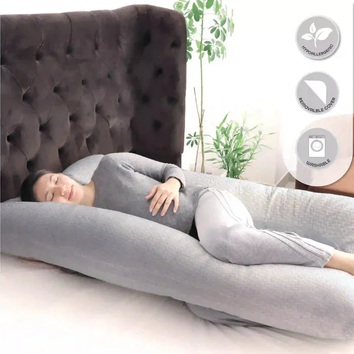Moon Bamboo Full Body Pregnancy Pillow U Shaped  Grey