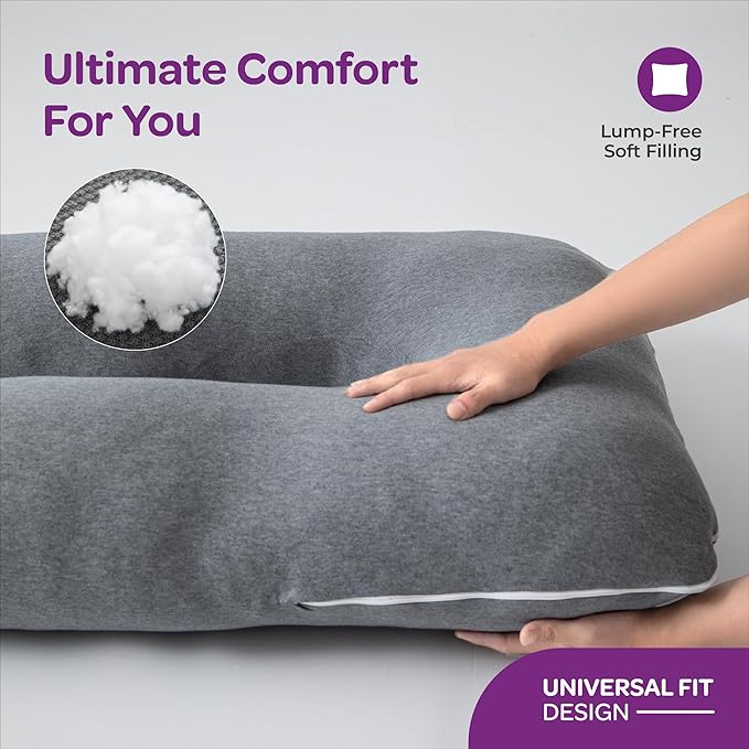 Moon Organic U Shaped Maternity Pillow Grey