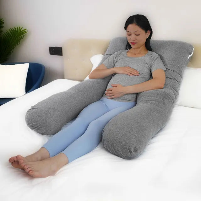 Moon Organic U Shaped Maternity Pillow Light Grey