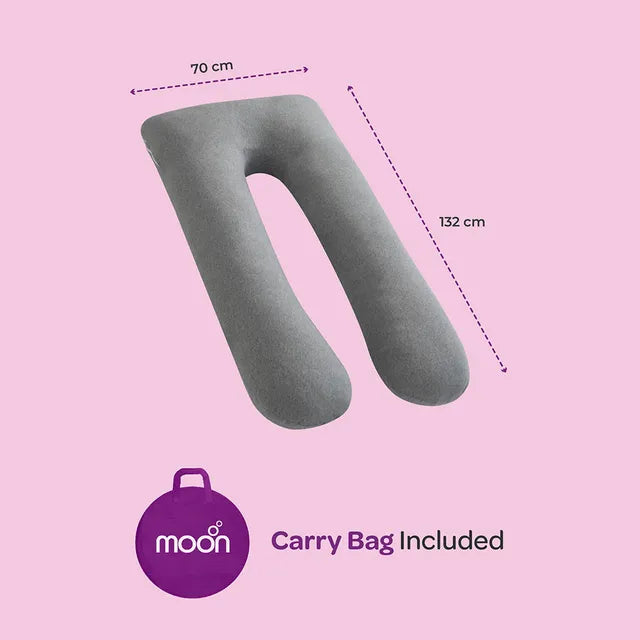 Moon Organic U Shaped Maternity Pillow Light Grey