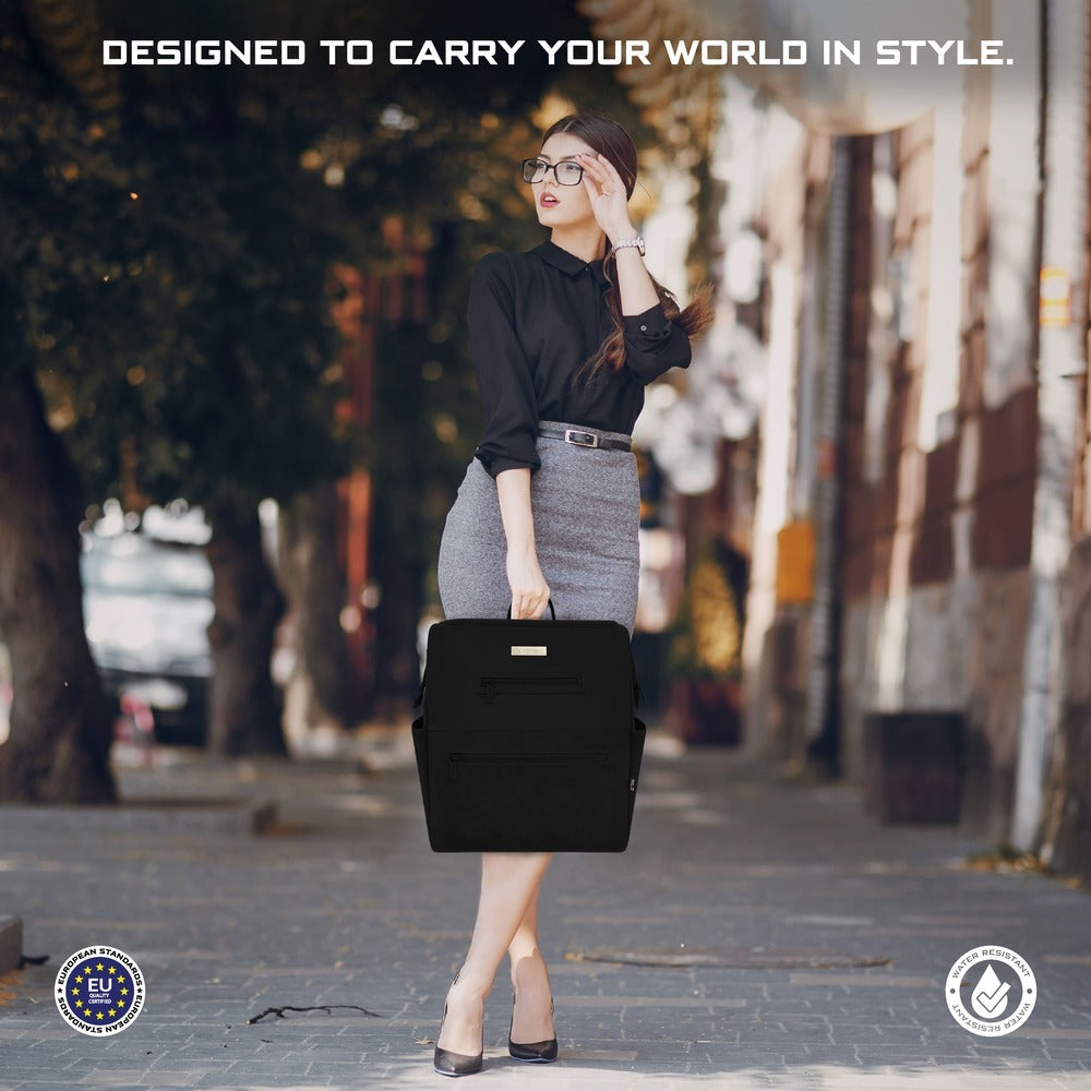 Neobreez Rilo Diaper Backpack 7pc Set with Changing Mat Wet Bag Pouches Black