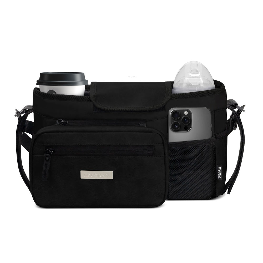 Neobreez Fyra Stroller Organizer Caddy with Insulated Cup Holder Black