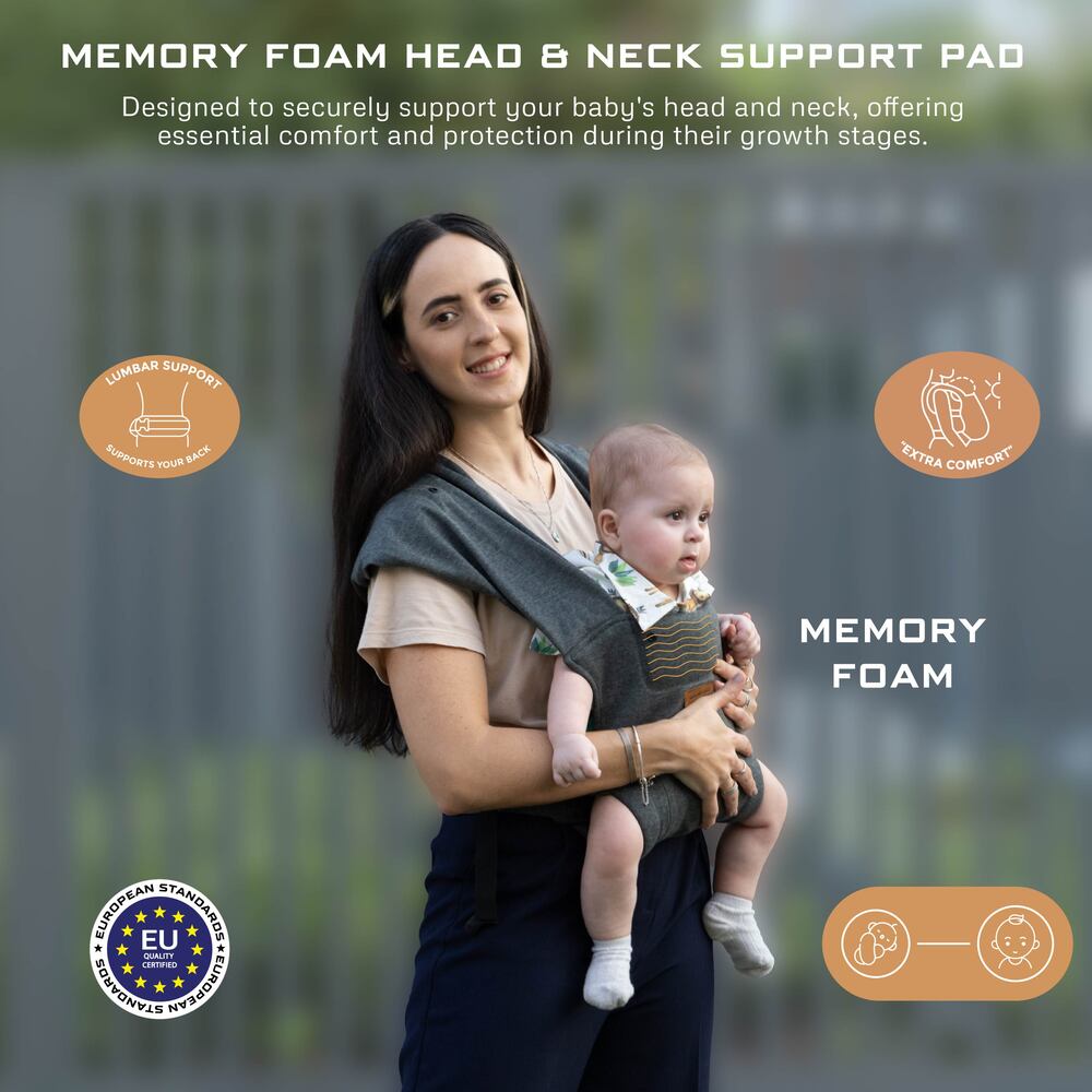 Neobreez ZAVII 2 in 1 Baby Carrier Lightweight Ergonomic Dark Grey