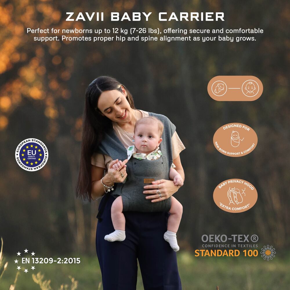 Neobreez ZAVII 2 in 1 Baby Carrier Lightweight Ergonomic Dark Grey
