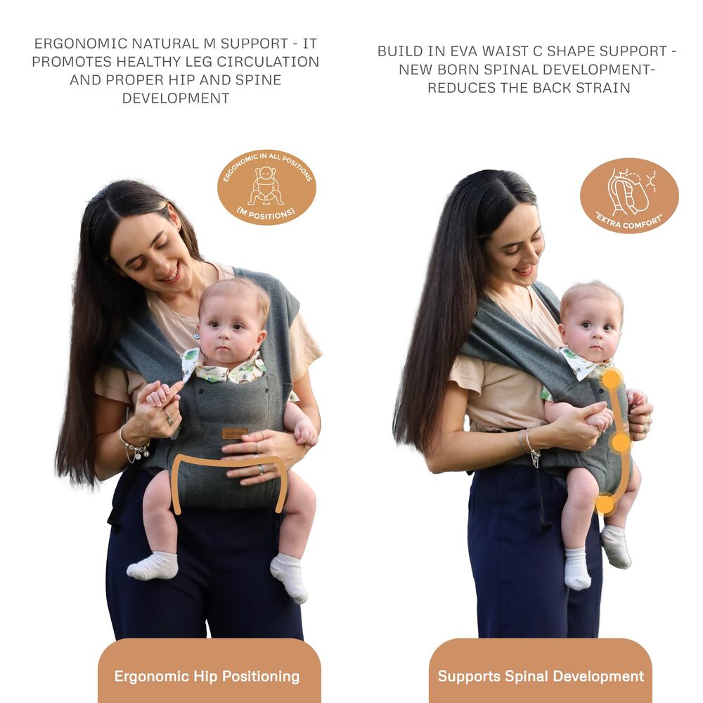 Neobreez ZAVII 2 in 1 Baby Carrier Lightweight Ergonomic Dark Grey