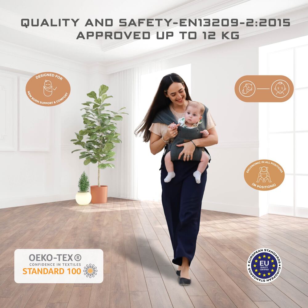 Neobreez ZAVII 2 in 1 Baby Carrier Lightweight Ergonomic Dark Grey