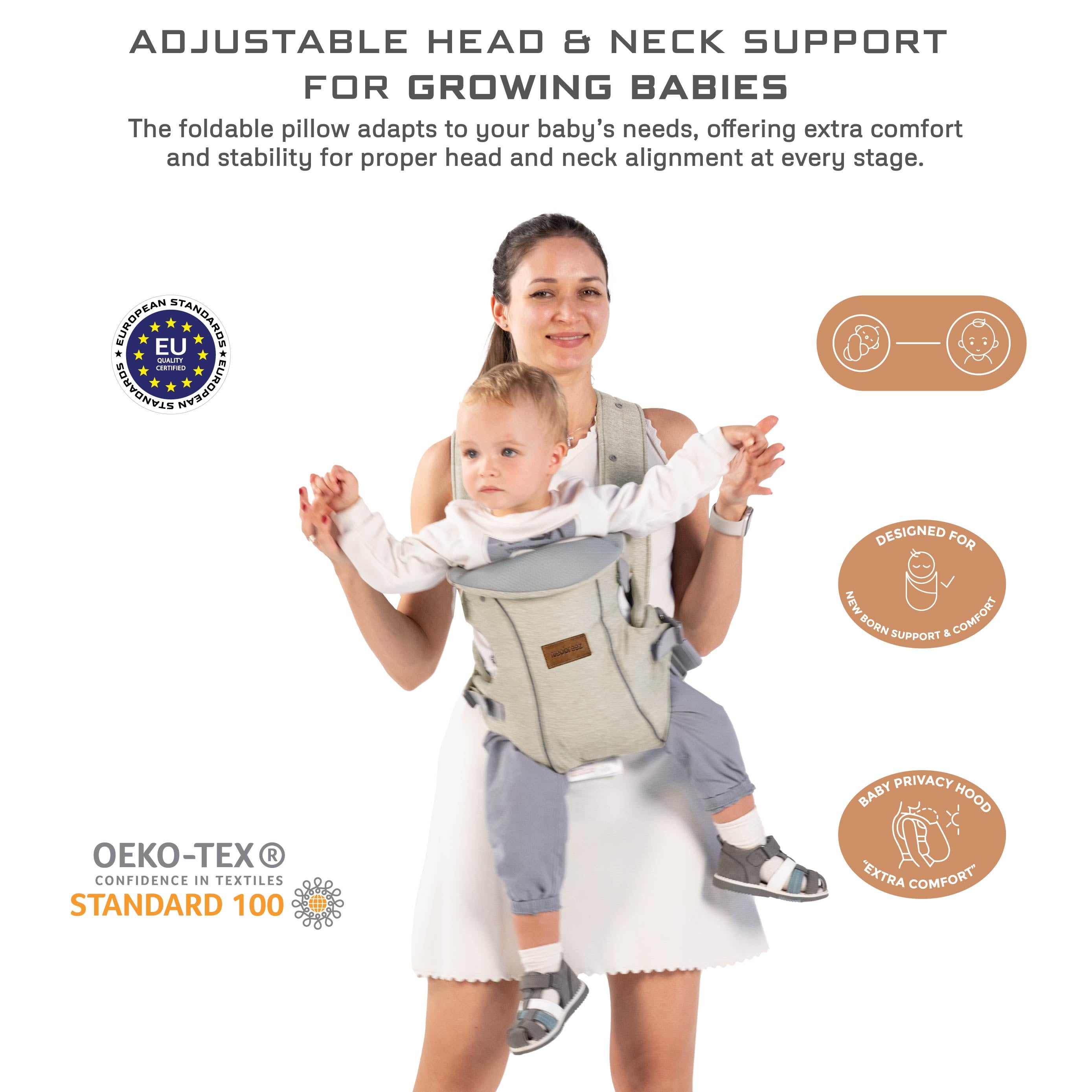 Neobreez Atlix 3 In 1 Convertible Baby Carrier Newborn to Toddler Beige