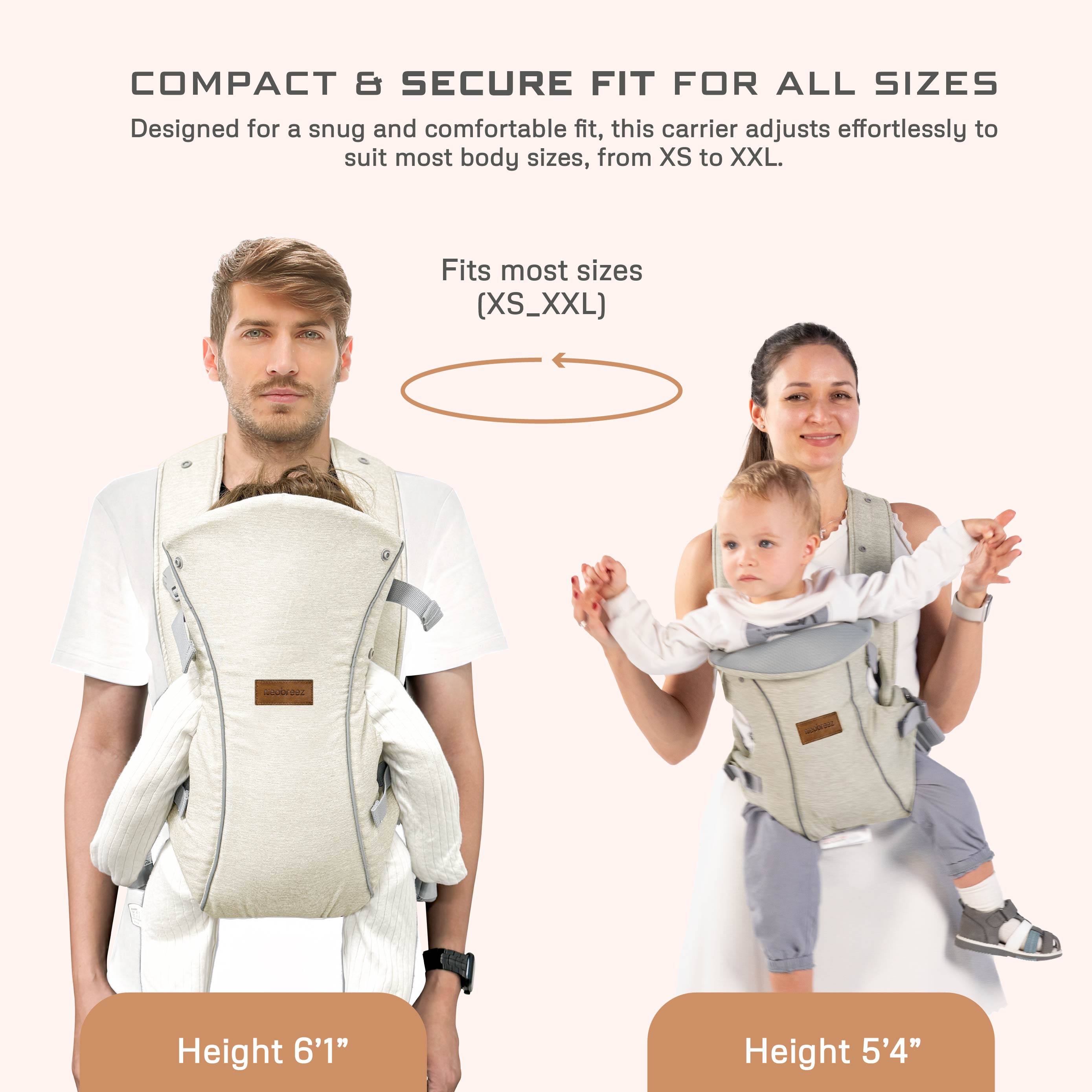 Neobreez Atlix 3 In 1 Convertible Baby Carrier Newborn to Toddler Beige