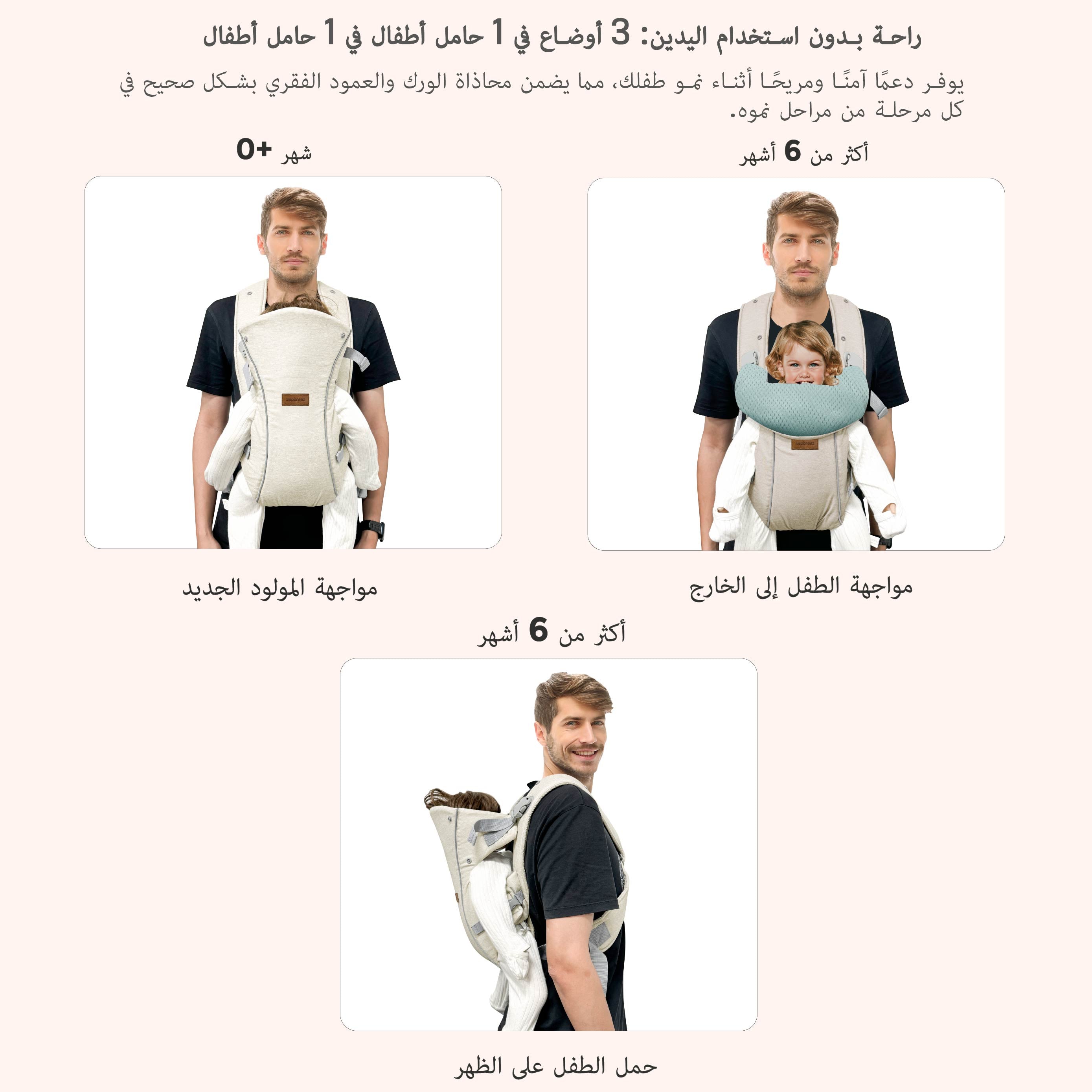 Neobreez Atlix 3 In 1 Convertible Baby Carrier Newborn to Toddler Beige