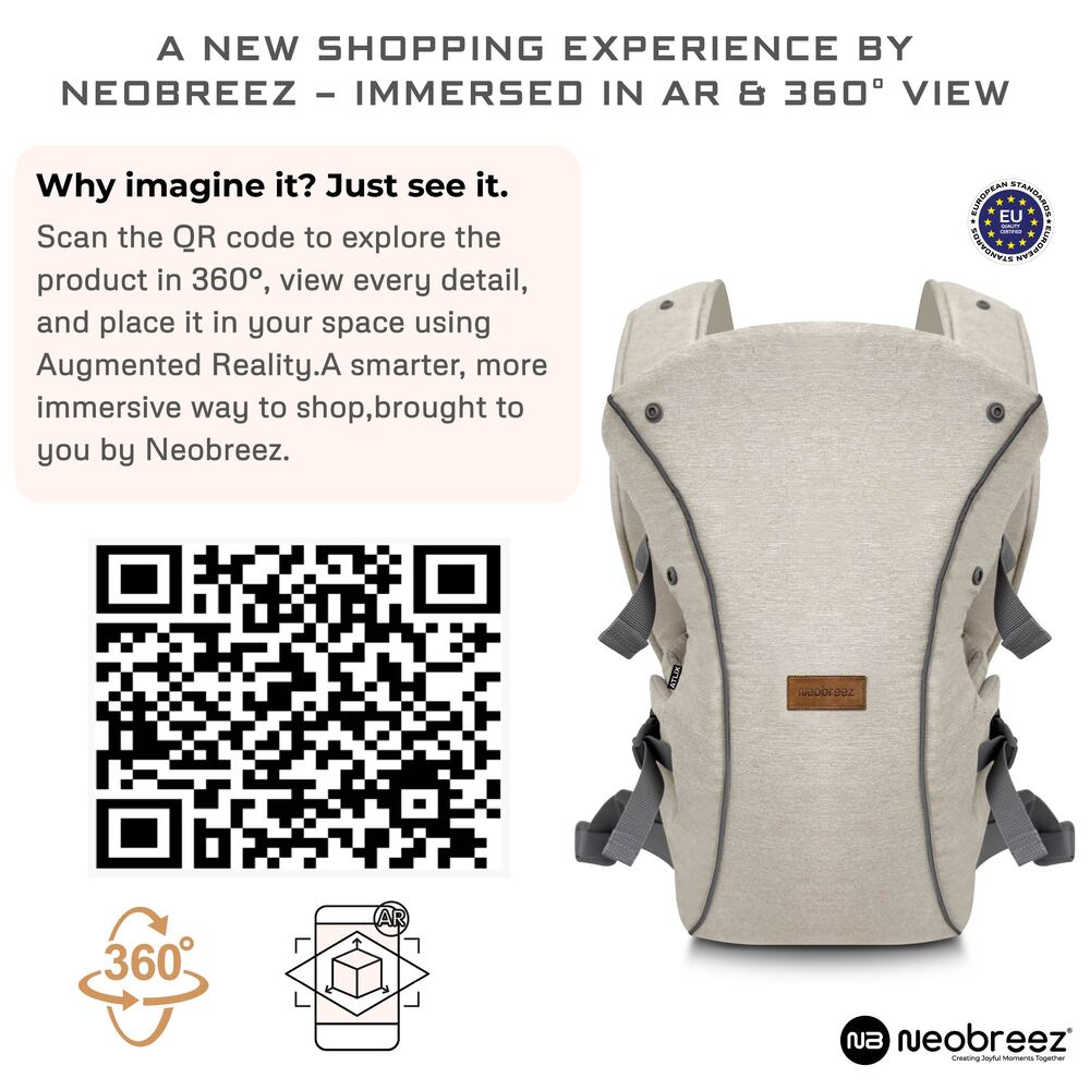 Neobreez Atlix 3 In 1 Convertible Baby Carrier Newborn to Toddler Beige