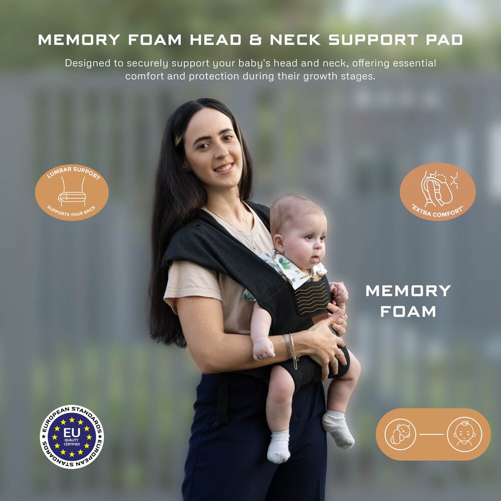 Neobreez ZAVII 2 in 1 Baby Carrier Lightweight Ergonomic Black
