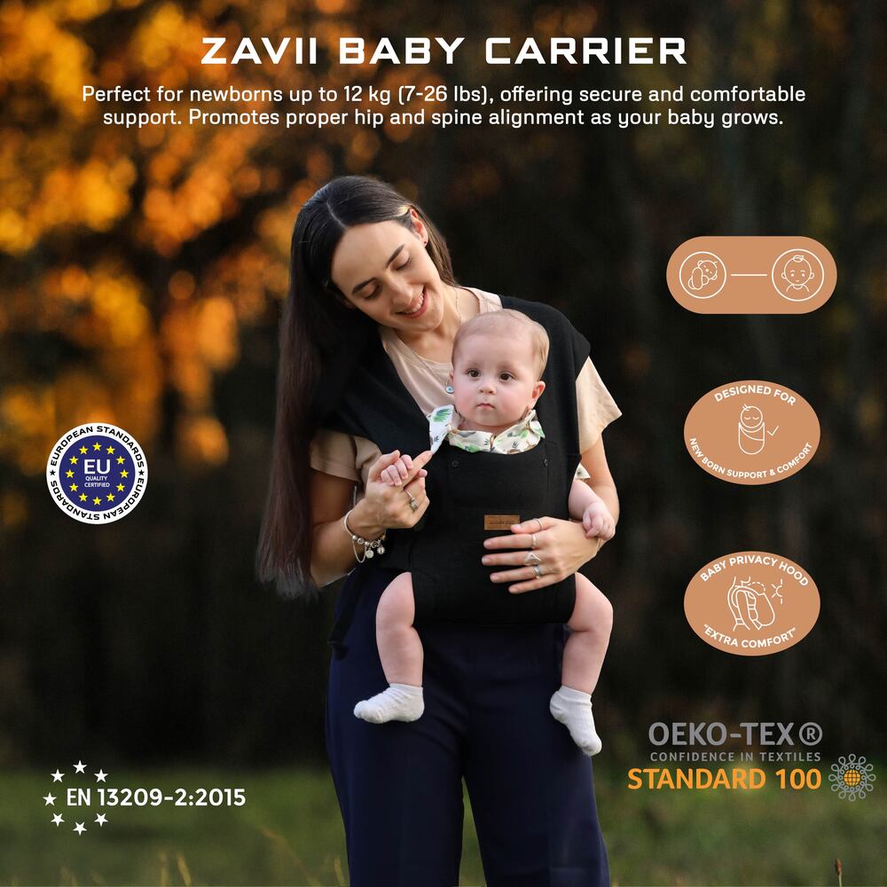 Neobreez ZAVII 2 in 1 Baby Carrier Lightweight Ergonomic Black